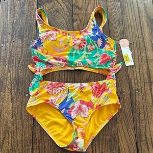 GB Girls Yellow Floral Kids Swim One Piece